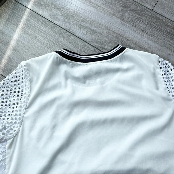 Trouve White White Mesh CROCHET OVERLAY Blouse - Picture 13 of 16